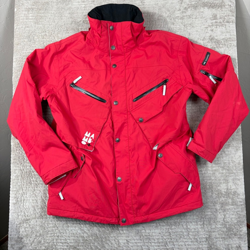 Vintage Y2K Mambo Ski Jacket Red Mugshot Print Lining‎ Global Warming Mens XL